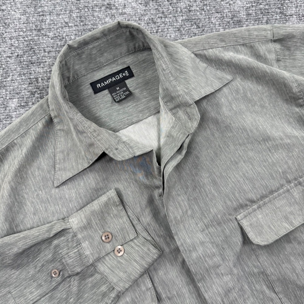 Rampage Button Up Shirt‎ Size Medium Gray Textured Long Sleeve Mens